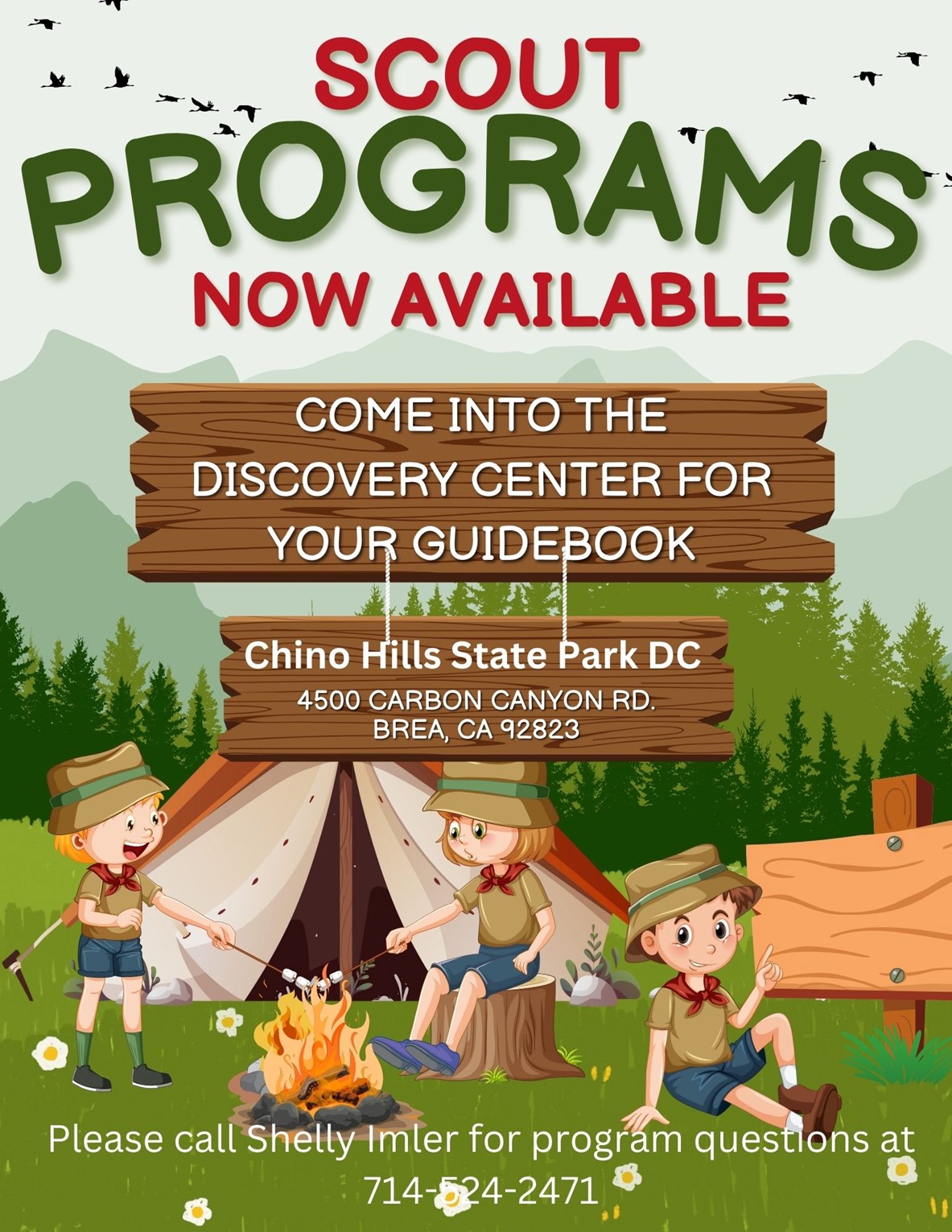 DC scouting flyer - visit the discovery center to pick up a scouting guidebook